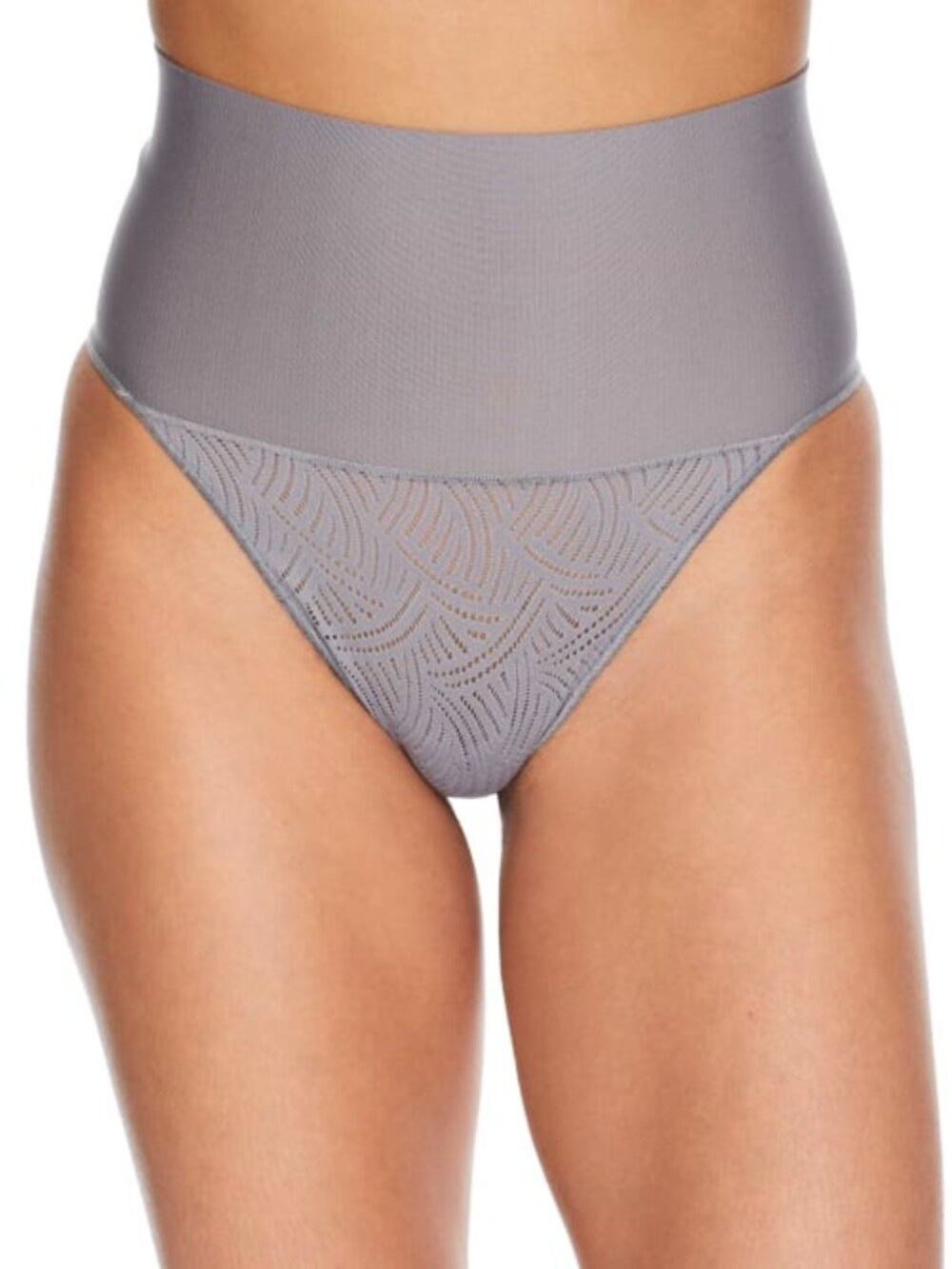 #2043 Maidenform Tame Your Tummy Lace Thong DM0049 - Silver Swing Lace